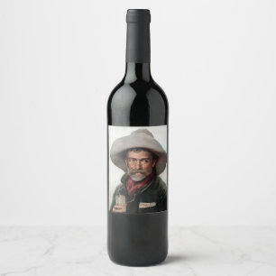 Étiquette Pour Bouteilles De Vin Cowboy espagnol Ranchero dans le Vieux-Ouest Saloo