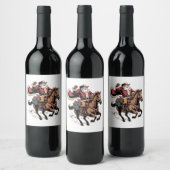 Étiquette Pour Bouteilles De Vin Cowboy Père Noël Monter Un Cheval Noël (Bouteilles)