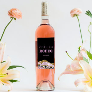Étiquette Pour Bouteilles De Vin Cowgirl de Bachelorette disco scintillant, paillet