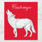 Étiquette Pour Bouteilles De Vin Coyote Howling Thunder_Cove (Étiquettes simples)