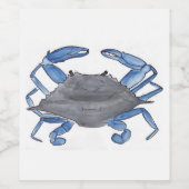 Étiquette Pour Bouteilles De Vin Crabe bleu (Étiquettes simples)