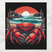 Étiquette Pour Bouteilles De Vin crabe côtier/marin du Maine (Étiquettes simples)