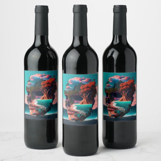 Étiquette Pour Bouteilles De Vin Crâne Coloré (Bouteilles)