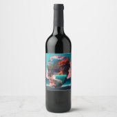 Étiquette Pour Bouteilles De Vin Crâne Coloré (Devant)