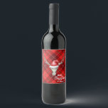Étiquette Pour Bouteilles De Vin Crâne de rennes rustiques et Père Noël Ha Christma<br><div class="desc">Amusants et festifs, ces autocollants sont le moyen parfait pour ajouter un peu d'air supplémentaire à votre fête de vacances ou envoyer les invités à la maison avec une grande bouteille de vin ou d'ours. Le dessin comporte un crâne de rennes avec un chapeau de Père Noël rouge et le...</div>