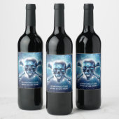 Étiquette Pour Bouteilles De Vin Crâne spatial. Étiquette à vin customisé. (Bouteilles)