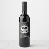Étiquette Pour Bouteilles De Vin Crâne sur Halloween noir (Devant)