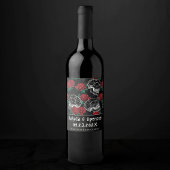 Étiquette Pour Bouteilles De Vin Crânes et roses rouges | Merci gothique moderne