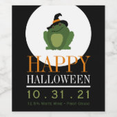 Étiquette Pour Bouteilles De Vin Crapaud Sorcier Mignon, Joyeux Halloween (Étiquettes simples)