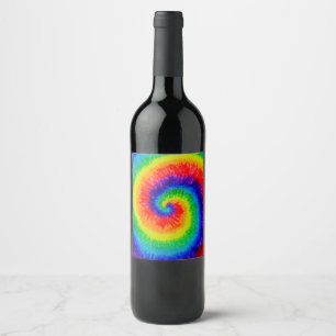 Étiquette Pour Bouteilles De Vin Cravate mourir arc-en-ciel dans l'encre d'alcool