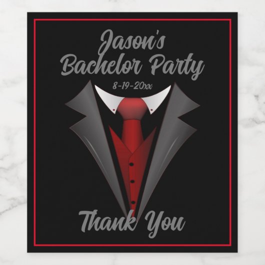 Étiquette Pour Bouteilles De Vin Cravate rouge élégante (Étiquettes simples)