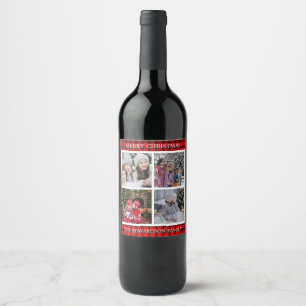Étiquette Pour Bouteilles De Vin Créer votre propre collage photo de famille Noël
