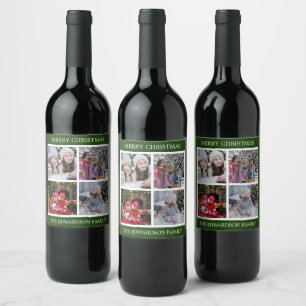 Étiquette Pour Bouteilles De Vin Créez votre propre Noël de collage de photo de