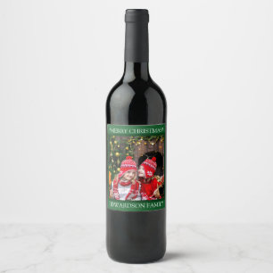 Étiquette Pour Bouteilles De Vin Créez votre propre Noël de photo de famille Joye