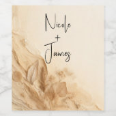 Étiquette Pour Bouteilles De Vin Crème d'ivoire botanique Mariage textuel (Étiquettes simples)