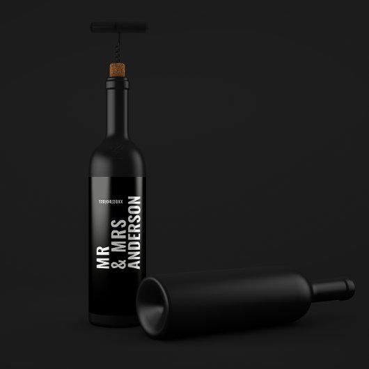 Étiquette Pour Bouteilles De Vin crème moderne noir minimum gras simple mariage