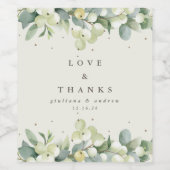 Étiquette Pour Bouteilles De Vin Crème Snowberry+Eucalyptus Mariage d'hiver (Étiquettes simples)