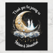 Étiquette Pour Bouteilles De Vin Crescent céleste lune couple silhouette étoile (Étiquettes simples)