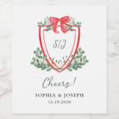 Étiquette Pour Bouteilles De Vin Crest de Noël | Mariage de vacances Whimsical (Étiquettes simples)