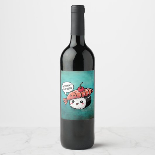 Étiquette Pour Bouteilles De Vin creuser le meilleur kawaii sushi (Devant)