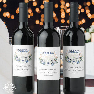 Étiquette Pour Bouteilles De Vin Cristaux de lune Fleurs Boho Mariage métaphysique