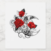 Étiquette Pour Bouteilles De Vin Croissant mécanique avec roses rouges (Étiquettes simples)