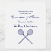 Étiquette Pour Bouteilles De Vin Crossed Squash Racquets Blue (Étiquettes simples)