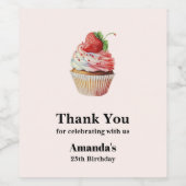 Étiquette Pour Bouteilles De Vin Cupcake fraise dessert dessert Anniversaire (Étiquettes simples)