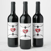 Étiquette Pour Bouteilles De Vin Cupidon sur le coeur rouge (Bouteilles)