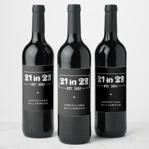 Étiquette Pour Bouteilles De Vin Custom 21st Birthday Cadeau 21 en 23 Est 2002