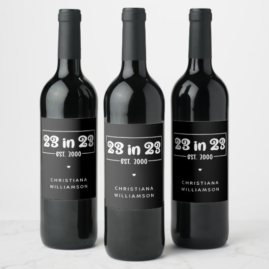 Étiquette Pour Bouteilles De Vin Custom 23rd Birthday Gift 23 en 23 Est 2000 (Bouteilles)