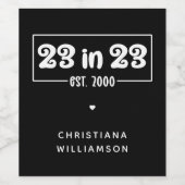 Étiquette Pour Bouteilles De Vin Custom 23rd Birthday Gift 23 en 23 Est 2000 (Étiquettes simples)