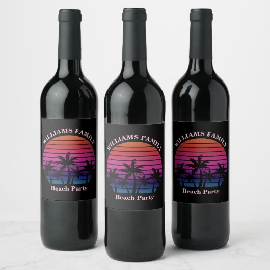 Étiquette Pour Bouteilles De Vin Custom Beach Party Tropical Sunset Palm Trees (Bouteilles)