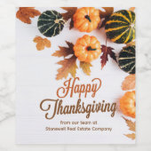 Étiquette Pour Bouteilles De Vin Custom Business Thanksgiving Beau Citrouille (Étiquettes simples)