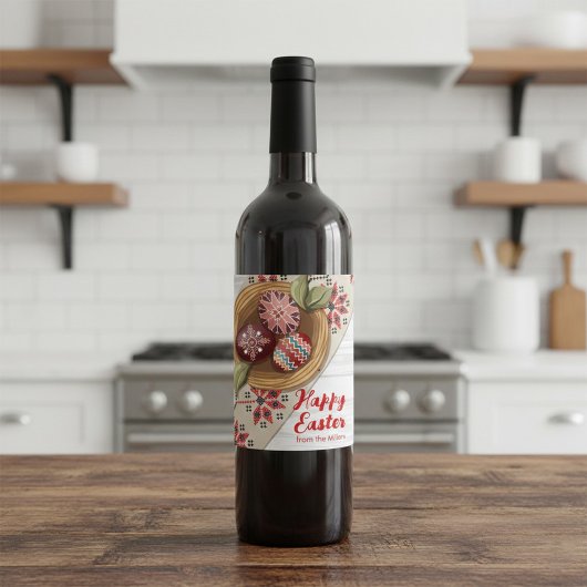 Étiquette Pour Bouteilles De Vin Custom Easter Egg Wine Label with Family Name