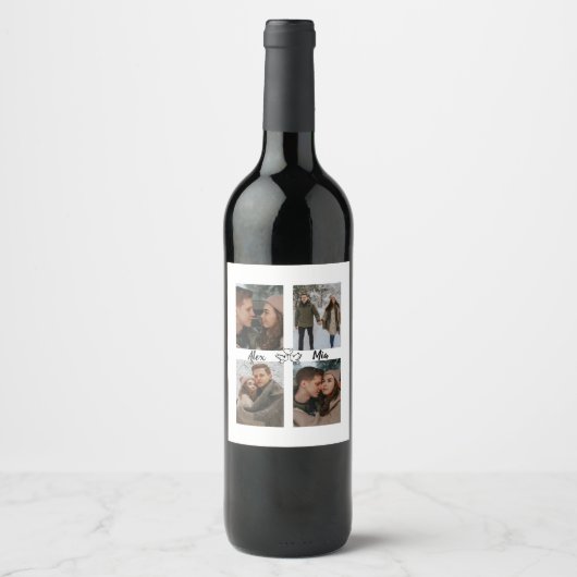 Étiquette Pour Bouteilles De Vin Custom Valentine Wine Label with Multiple Photos (Devant)