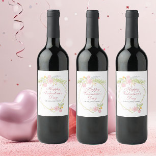 Étiquette Pour Bouteilles De Vin Custom Valentine's Day Plutôt rose Fête Florale