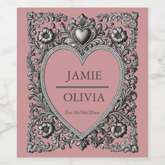 Étiquette Pour Bouteilles De Vin Custom Victorian Scroll Frame – wedding (Étiquettes simples)
