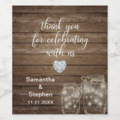 Étiquette Pour Bouteilles De Vin Customisé Rustic Mason jarres Mariage de Wood Hear (Étiquettes simples)