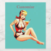 Étiquette Pour Bouteilles De Vin Cute Blonde Martini Bikini Girl Thunder_Cove (Étiquettes simples)