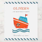 Étiquette Pour Bouteilles De Vin Cute Bright Kids Nautical Boat N'Importe Quel Âge (Étiquettes simples)