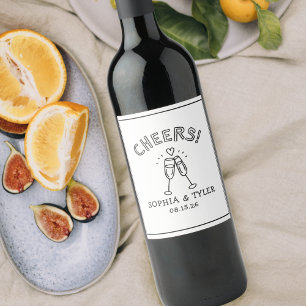 Étiquette Pour Bouteilles De Vin Cute Cheers Minimaliste Chic Mariage personnalisé