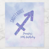 Étiquette Pour Bouteilles De Vin Cute Custom Sagittarius Purple Anniversaire (Étiquettes simples)