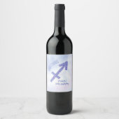 Étiquette Pour Bouteilles De Vin Cute Custom Sagittarius Purple Anniversaire (Devant)