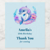 Étiquette Pour Bouteilles De Vin Cute Dolphin Sea Creator Merci d'événement (Étiquettes simples)
