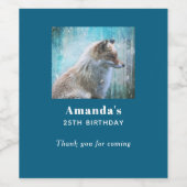 Étiquette Pour Bouteilles De Vin Cute Furry Fox sur Blue Grunge Arrière - plan Anni (Étiquettes simples)