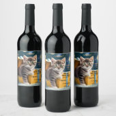 Étiquette Pour Bouteilles De Vin Cute Kitten Surprise Anniversaire (Bouteilles)