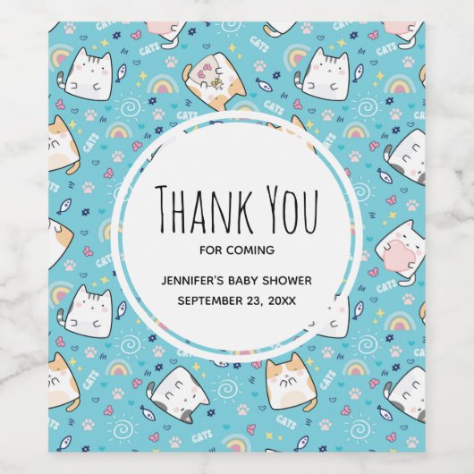 Étiquette Pour Bouteilles De Vin Cute Kitty Chat Motif Whimsical (Étiquettes simples)