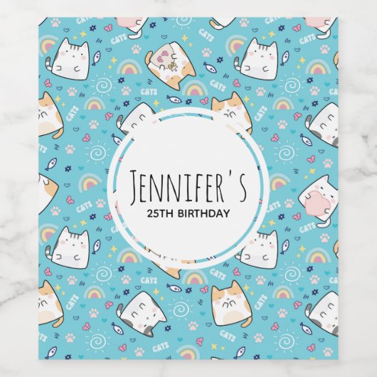 Étiquette Pour Bouteilles De Vin Cute Kitty Chat Motif Whimsical (Étiquettes simples)