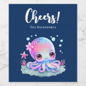 Étiquette Pour Bouteilles De Vin Cute Octopus Sea Creator (Étiquettes simples)